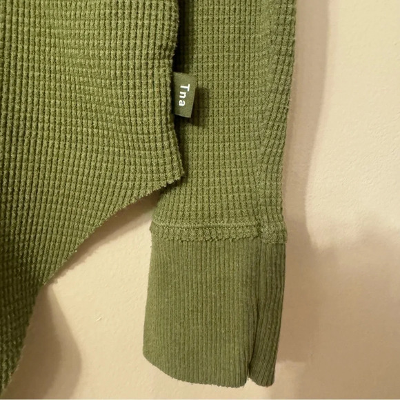 Artizia TNA Alder Thermal Waffle Knit Green  Women Size XS - Picture 4 of 5